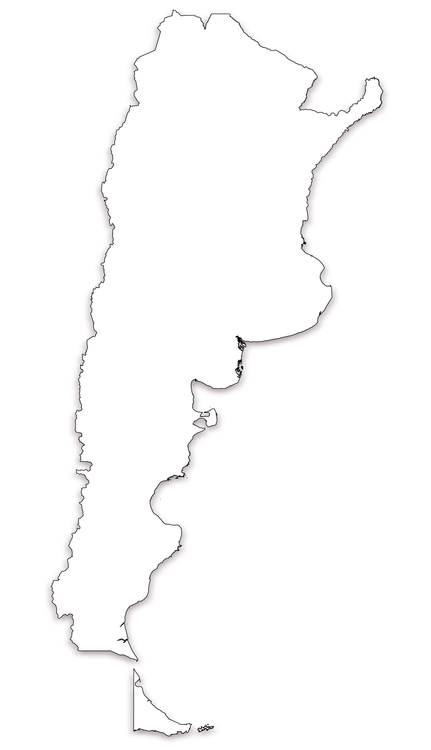 Outline Map of Argentina HD