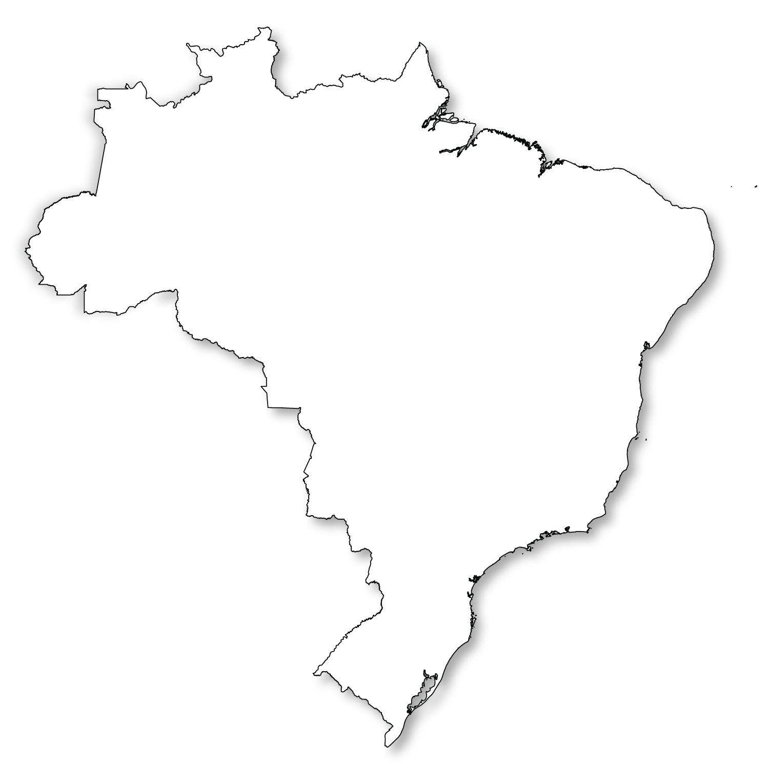 Outline Map of Brazil HD