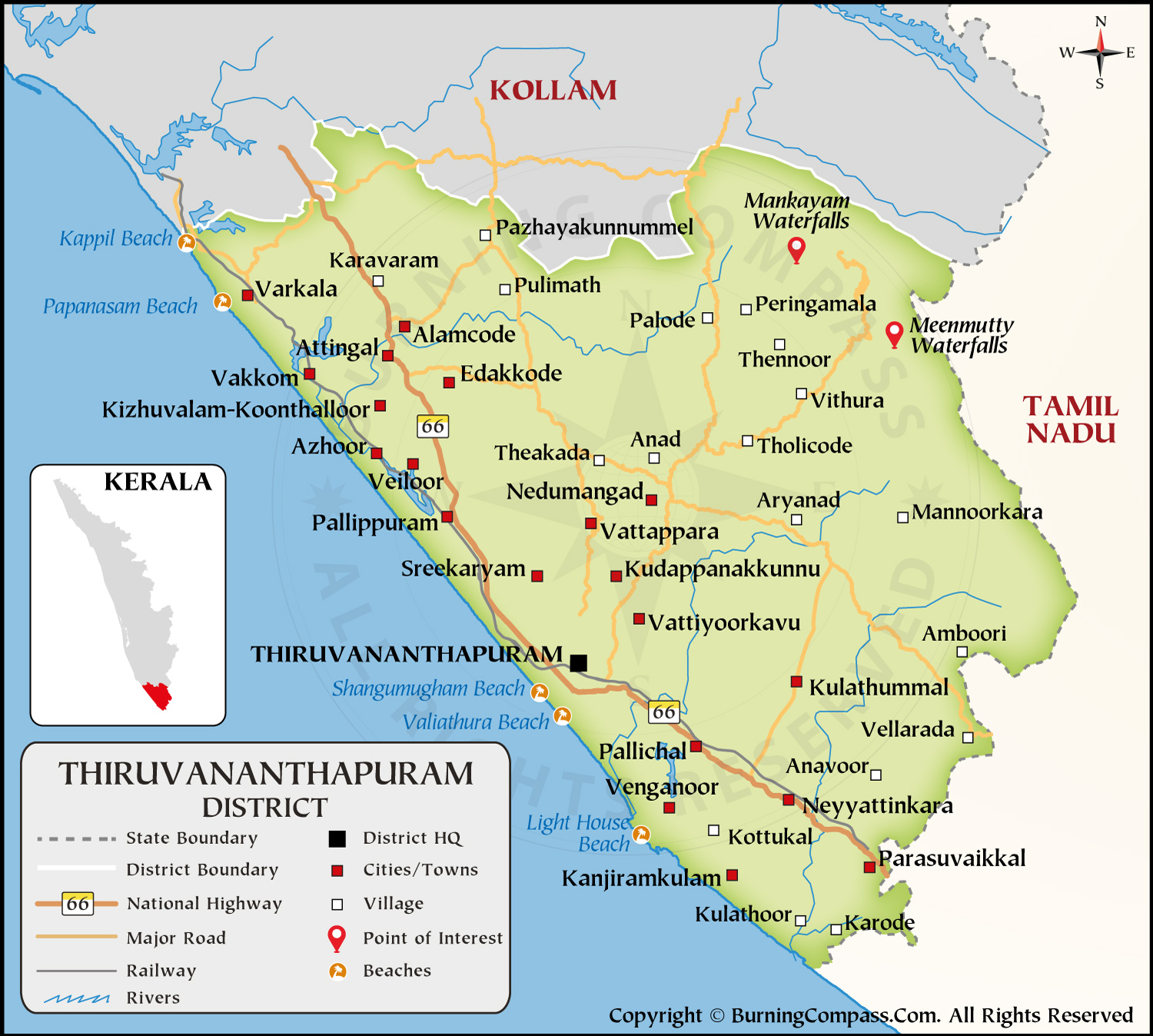 Thiruvananthapuram District Map HD