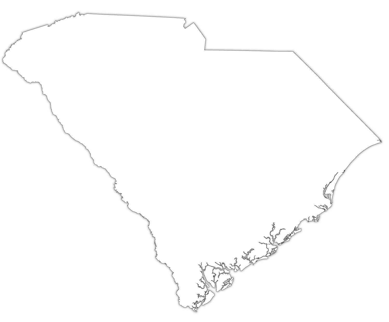South Carolina Outline Map HD